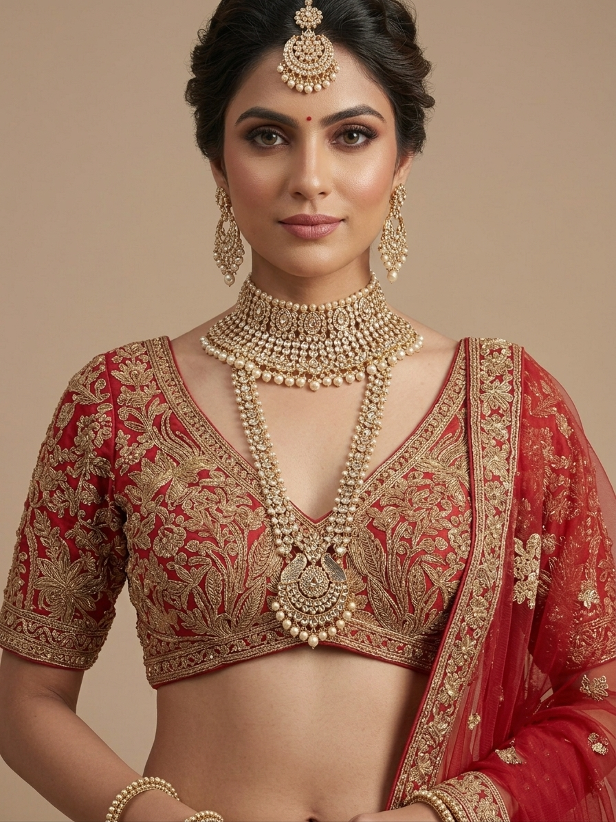 Red Zardozi Bridal Lehenga Choli – Style 10