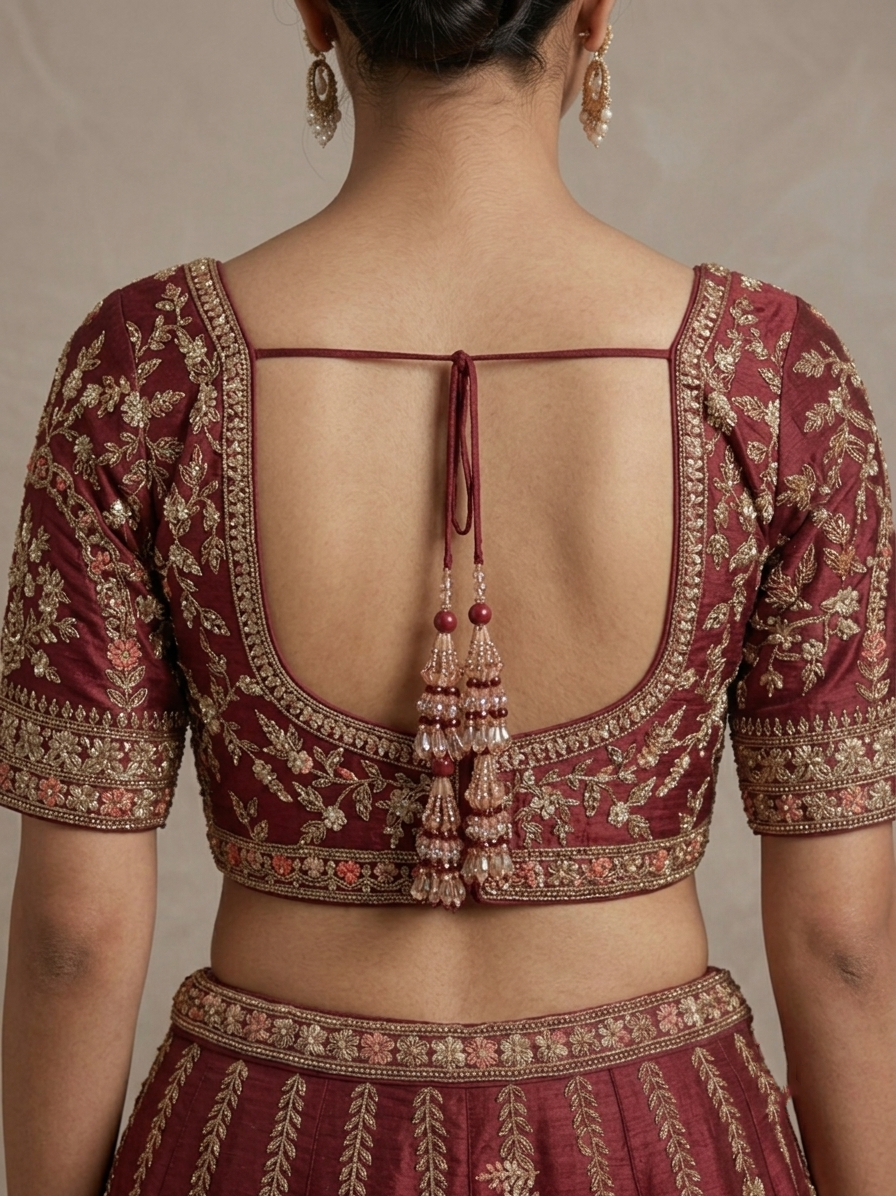 Maroon Embroidered Bridal Lehenga Choli