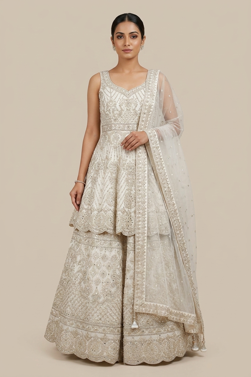 Off White Embroidered Lehenga Choli