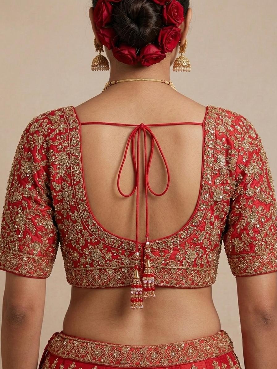 Red Embroidered Bridal Lehenga Choli – Style 12