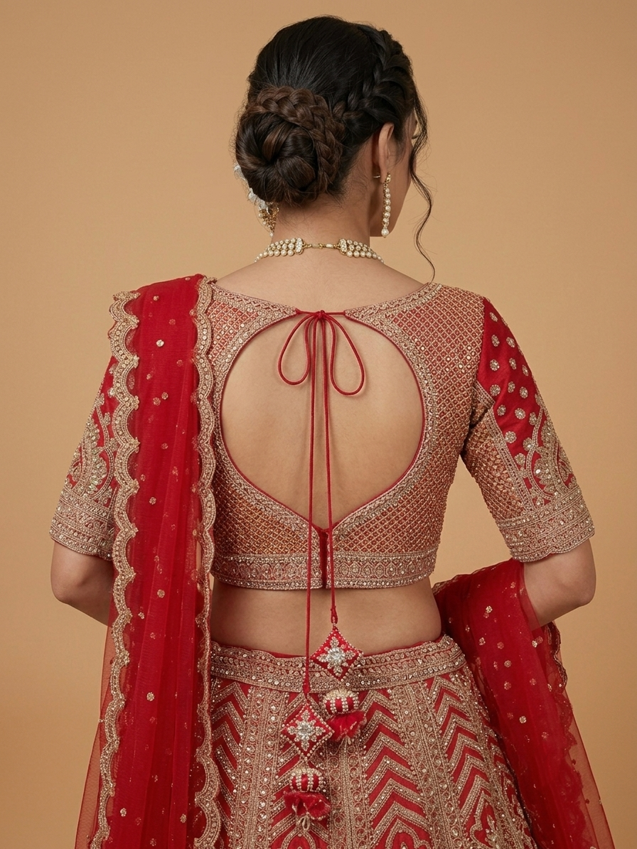 Red Zardozi Bridal Lehenga Choli – Style 14