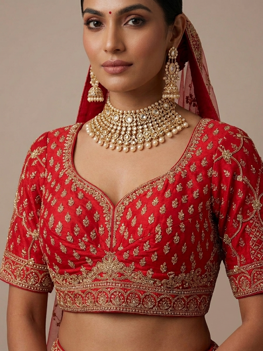 Red Zardozi Bridal Lehenga Choli – Style 16