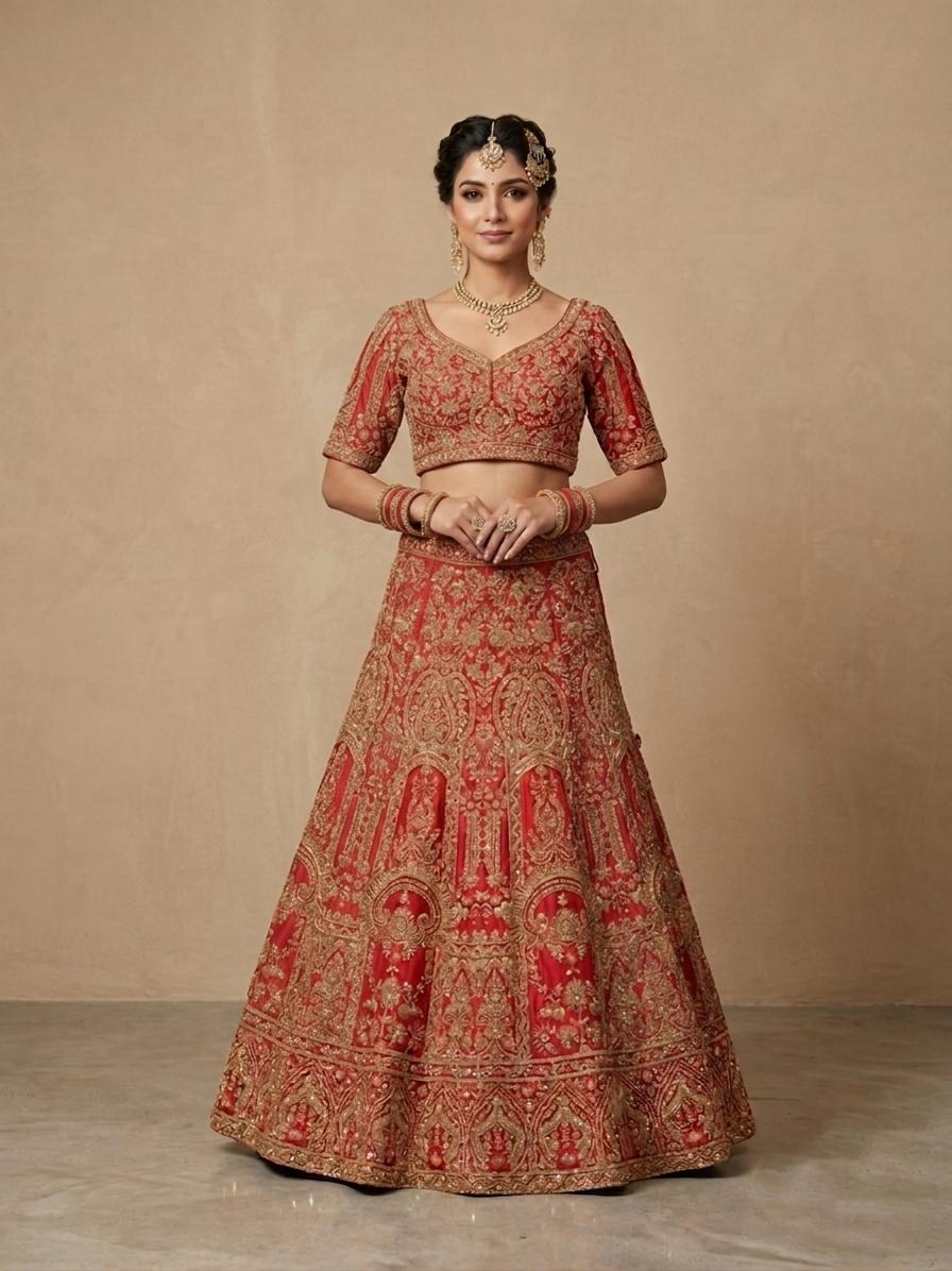 Red Zardozi Bridal Lehenga Choli – Style 20