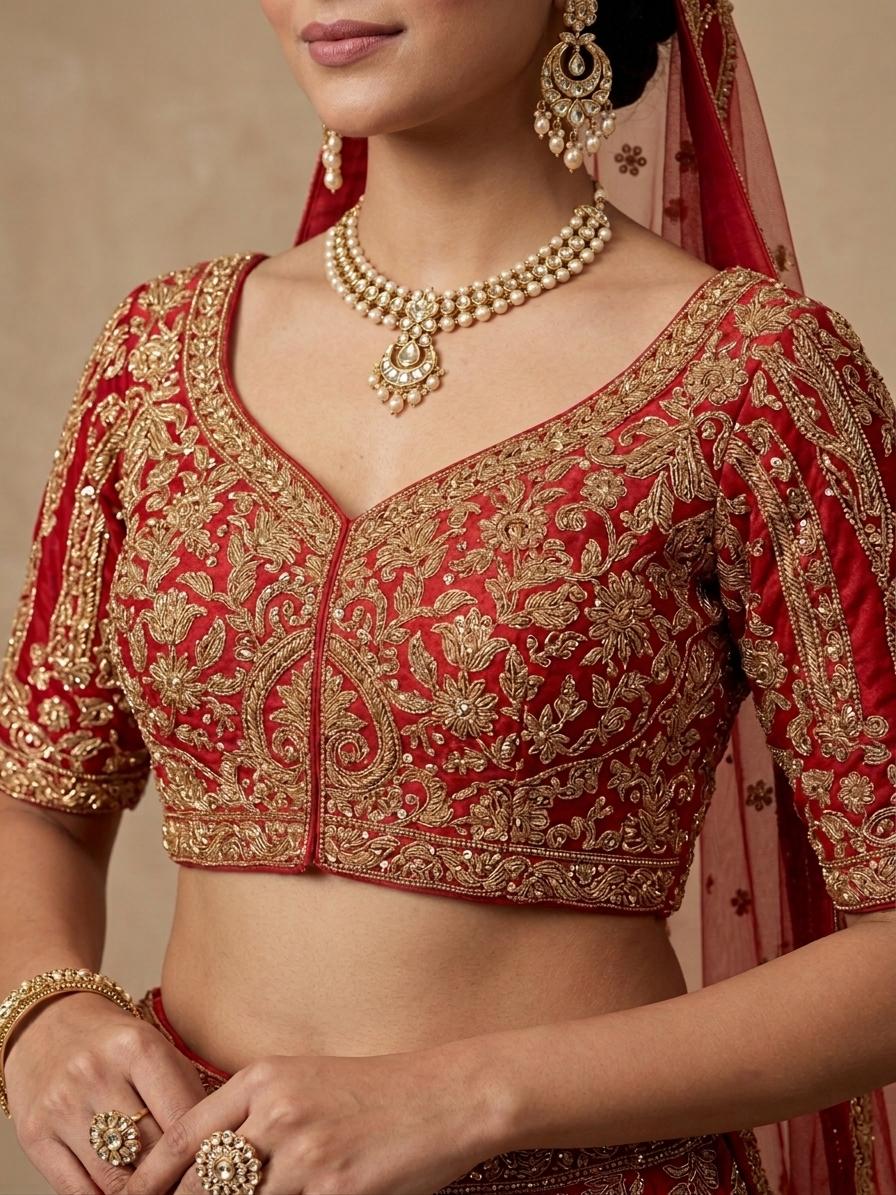 Red Zardozi Bridal Lehenga Choli – Style 20