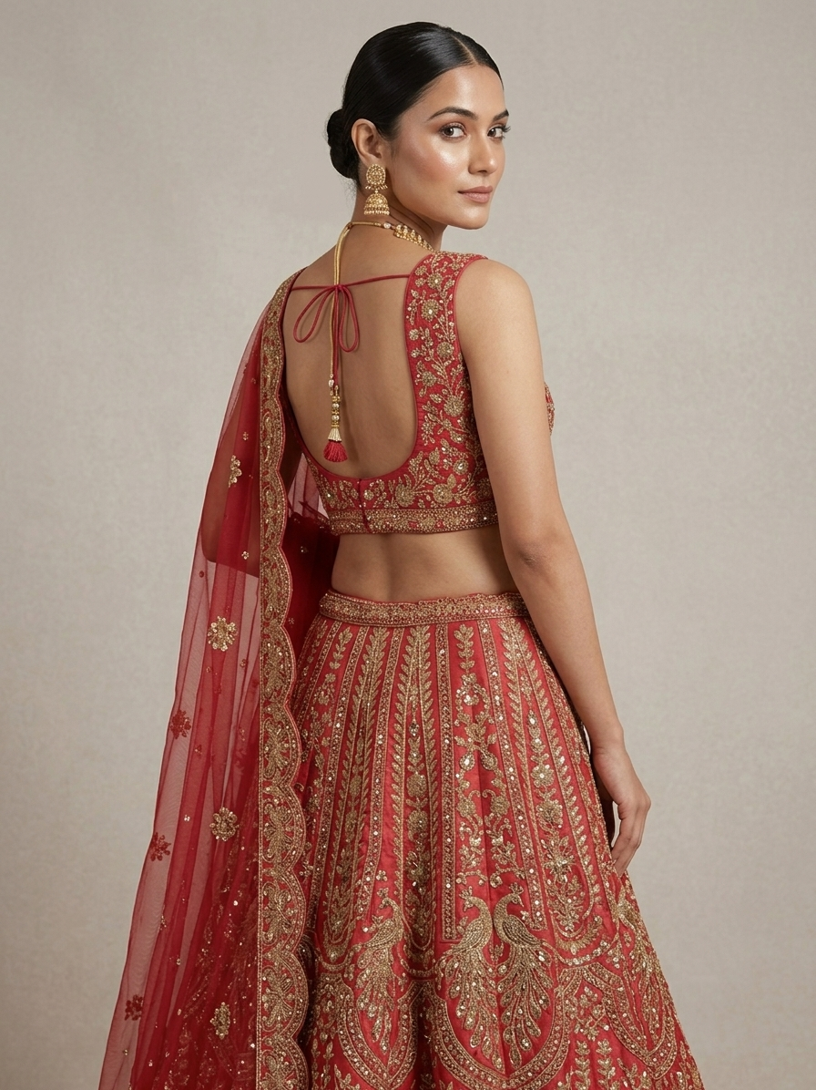 Red Zardozi Bridal Lehenga Choli – Style 21