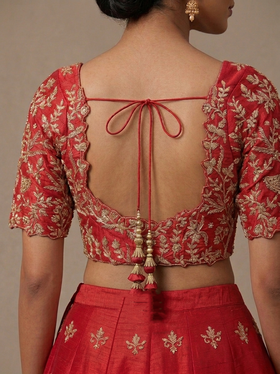 Red Embroidered Bridal Lehenga Choli – Style 23