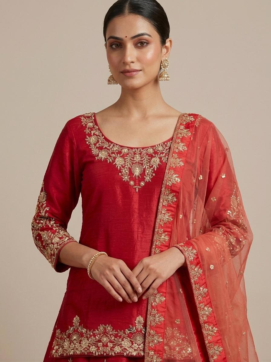 Red Embroidered Bridal Lehenga Choli – Style 24