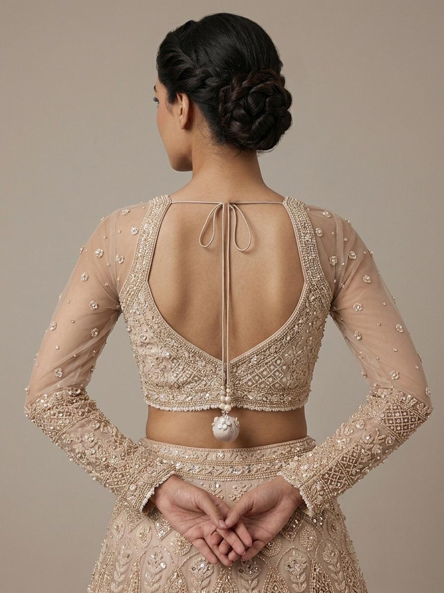 Beige Embroidered Bridal Lehenga Choli – Style 28