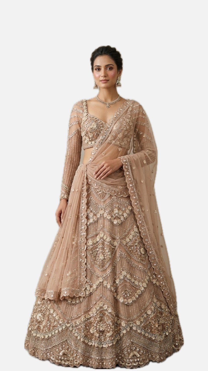 Beige Embroidered Bridal Lehenga Choli – Style 29