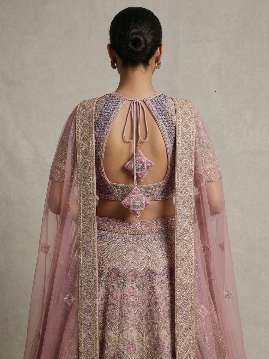 Pink Embroidered Bridal Lehenga Choli – Style 2