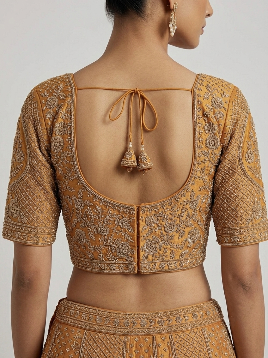 Copper Embroidered Bridal Lehenga Choli