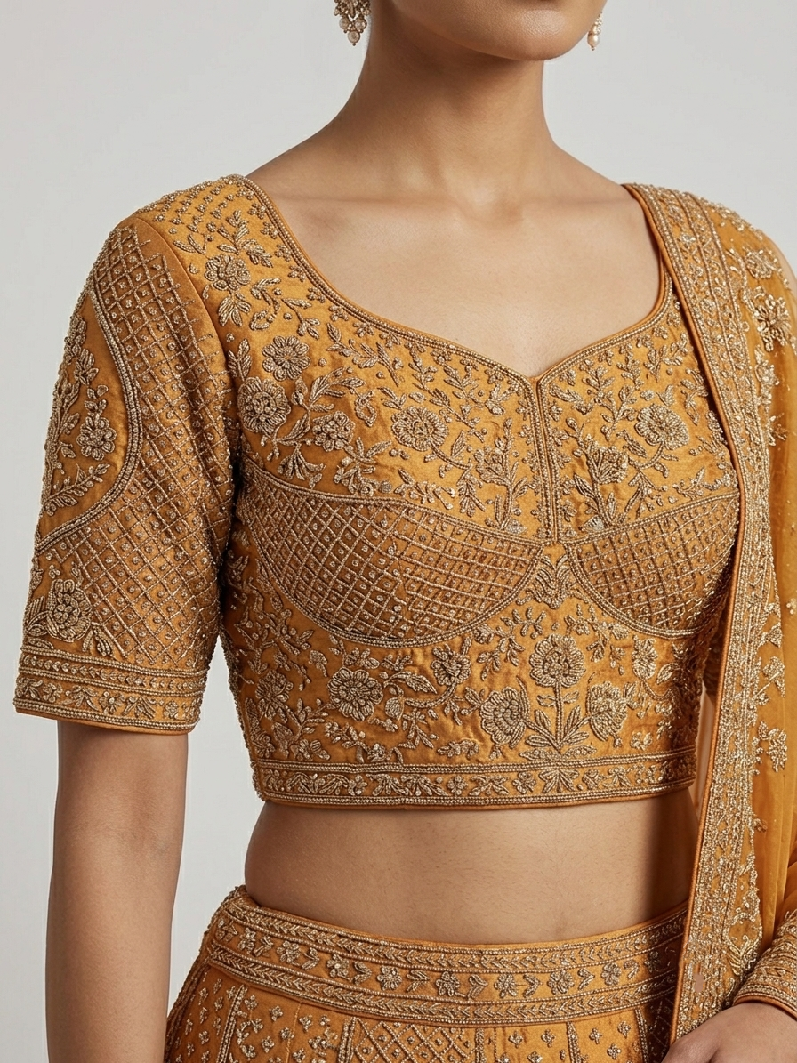 Copper Embroidered Bridal Lehenga Choli