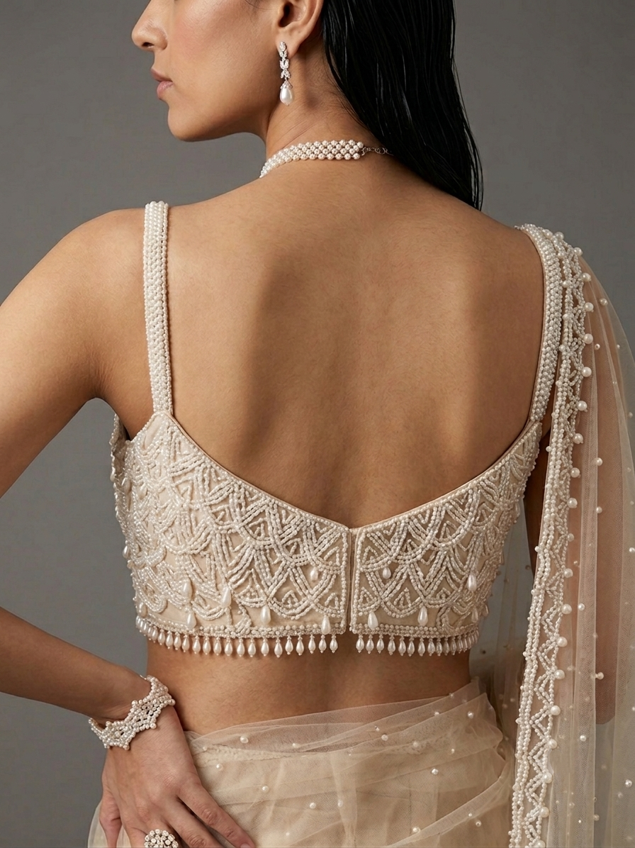 Cream Embroidered Bridal Lehenga Choli – Style 36