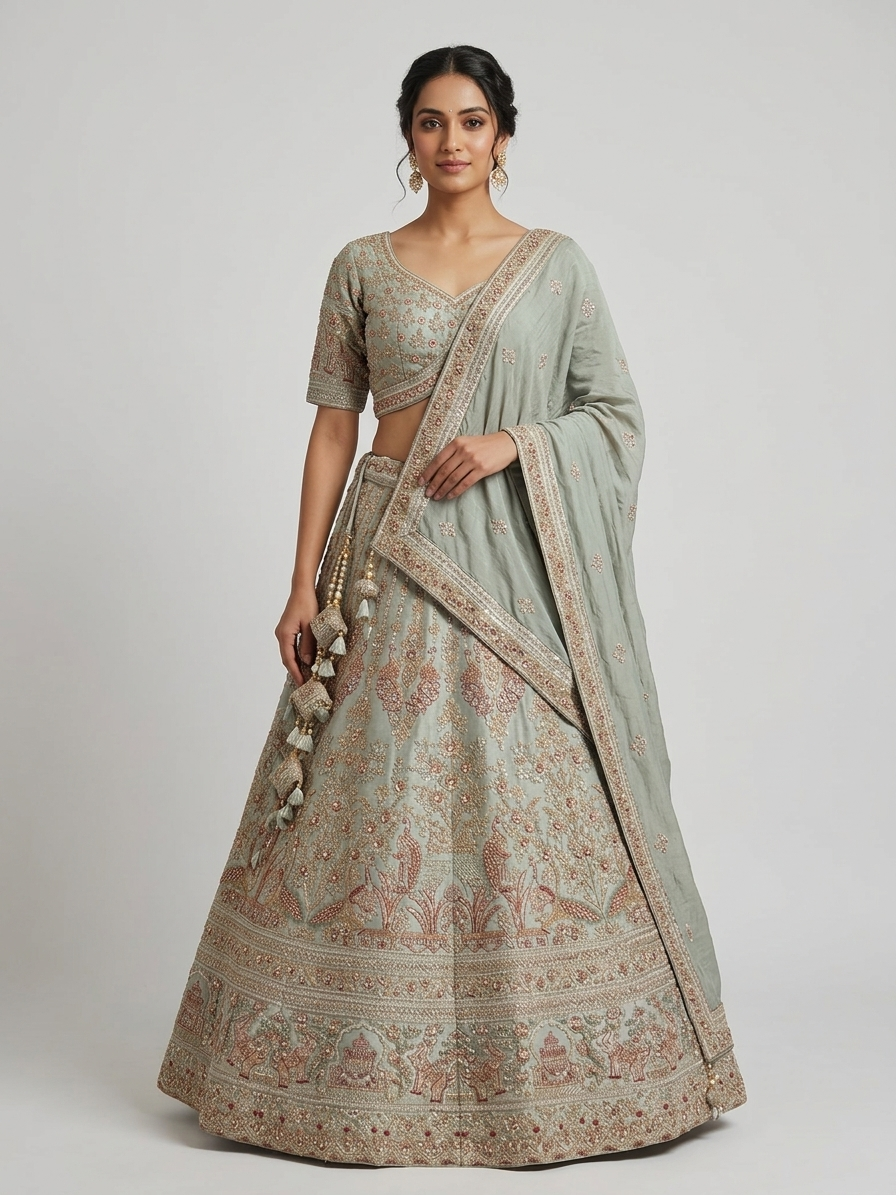 Pista Zardozi Bridal Lehenga Choli