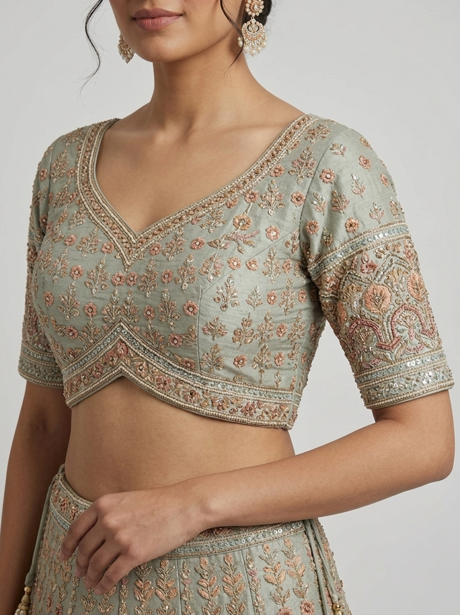 Pista Zardozi Bridal Lehenga Choli