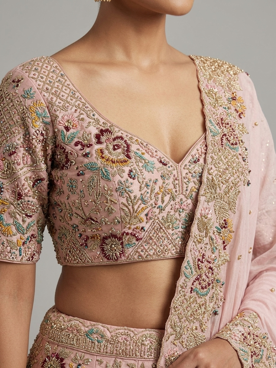 Peach Zardozi Bridal Lehenga Choli