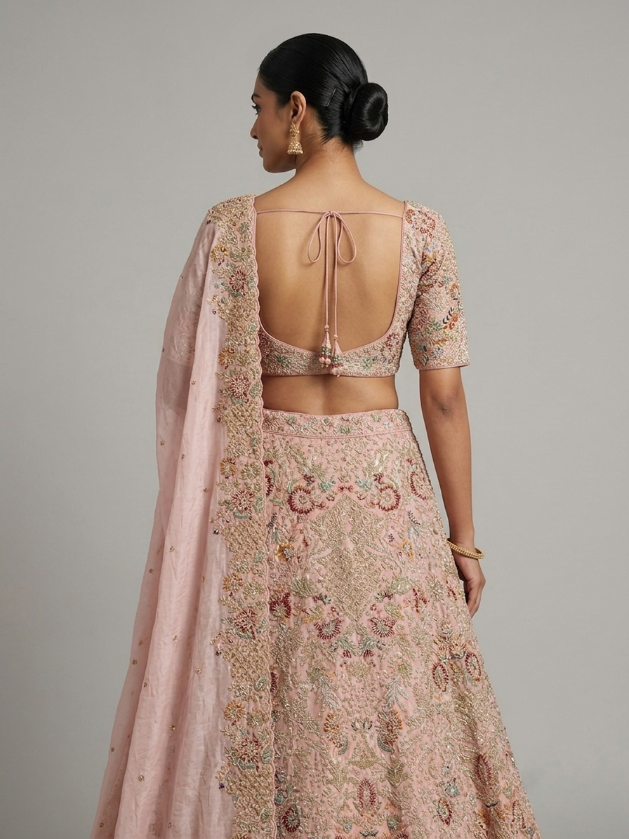 Peach Zardozi Bridal Lehenga Choli