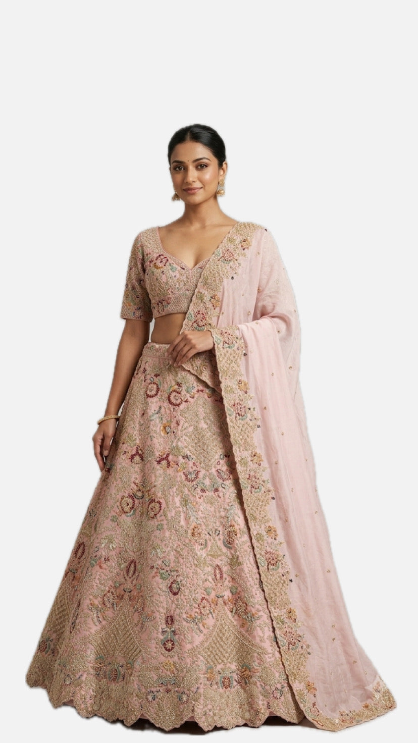Peach Zardozi Bridal Lehenga Choli