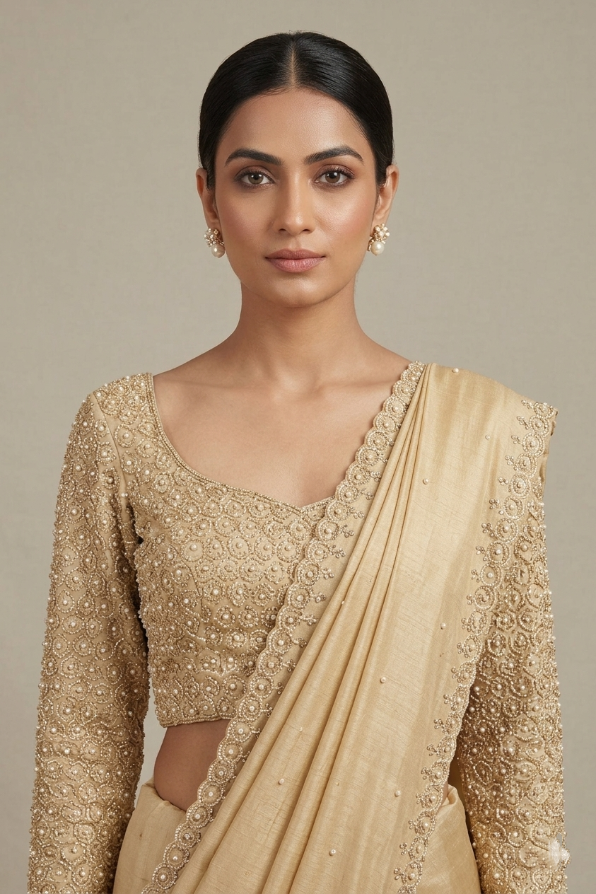 Pink Embroidered Readymade Saree – Style 419