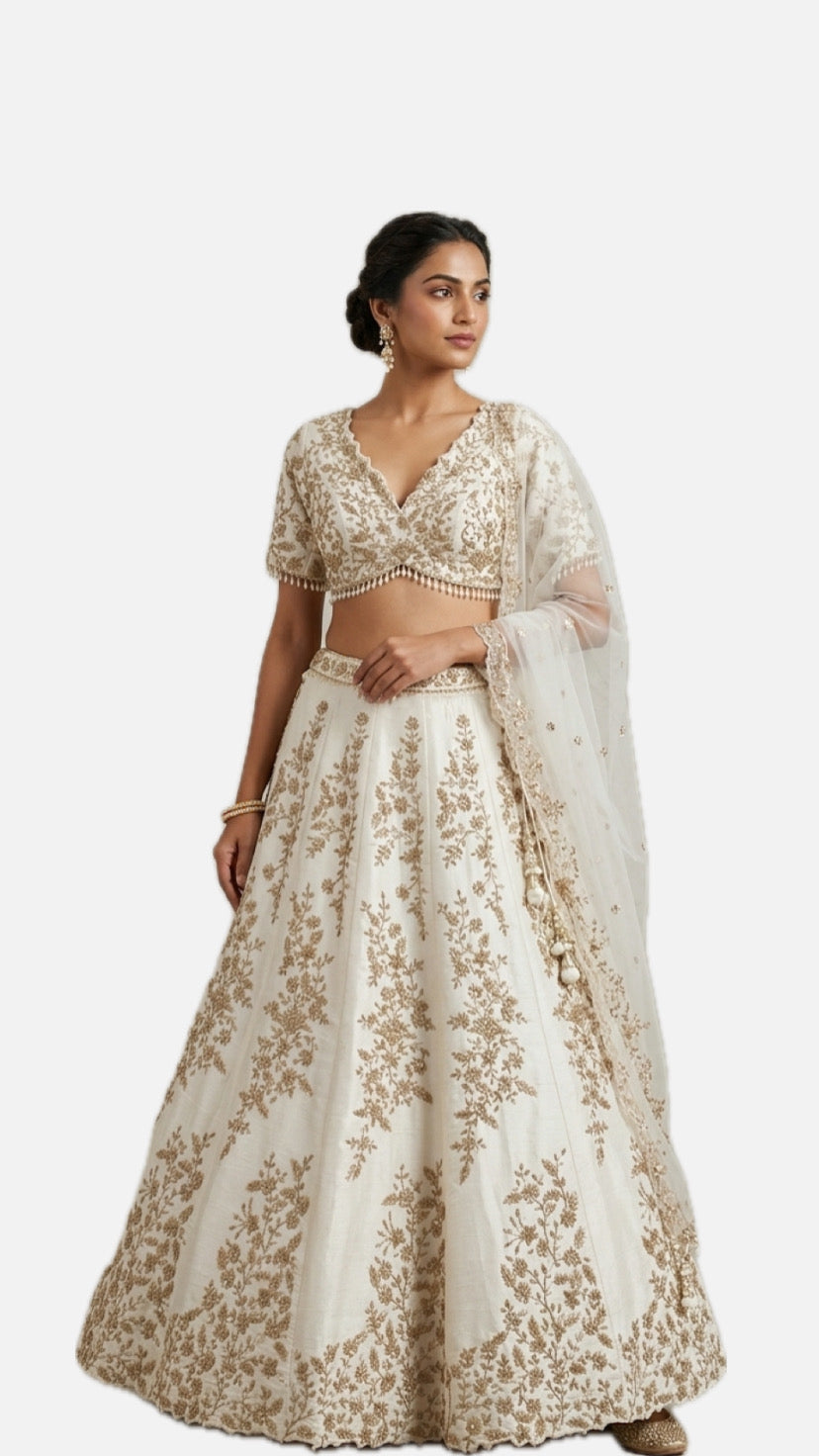 White Embroidered Bridal Lehenga Choli