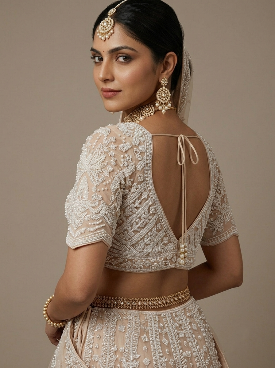 Off White Embroidered Bridal Lehenga Choli