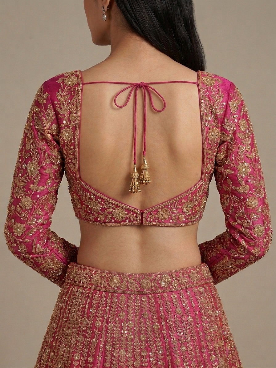 Pink Zardozi Bridal Lehenga Choli