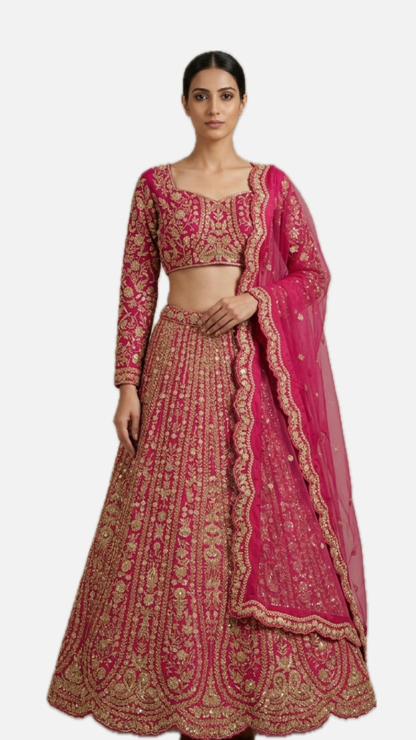 Pink Zardozi Bridal Lehenga Choli