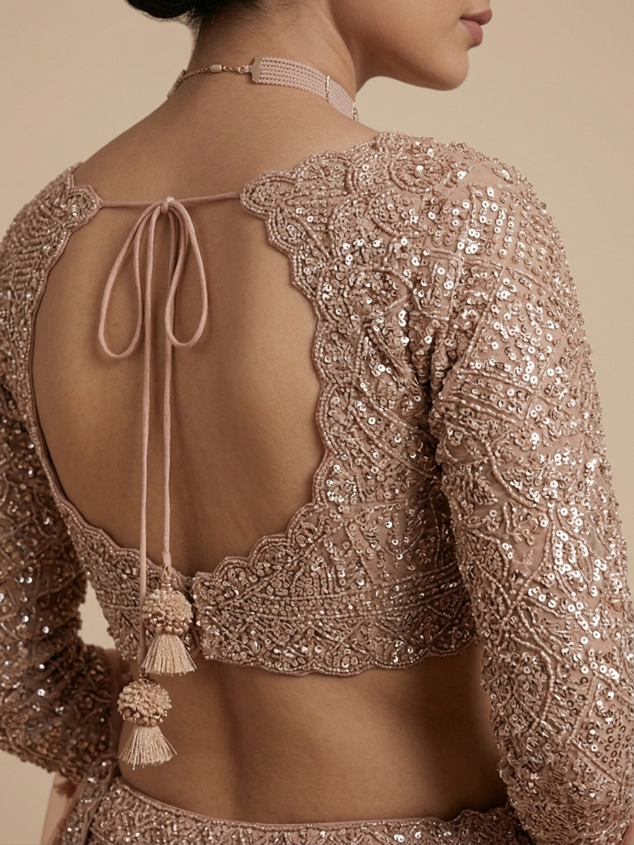 Peach Embroidered Bridal Lehenga Choli – Style 55