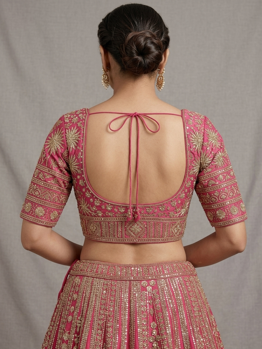 Pink Embroidered Bridal Lehenga Choli – Style 5