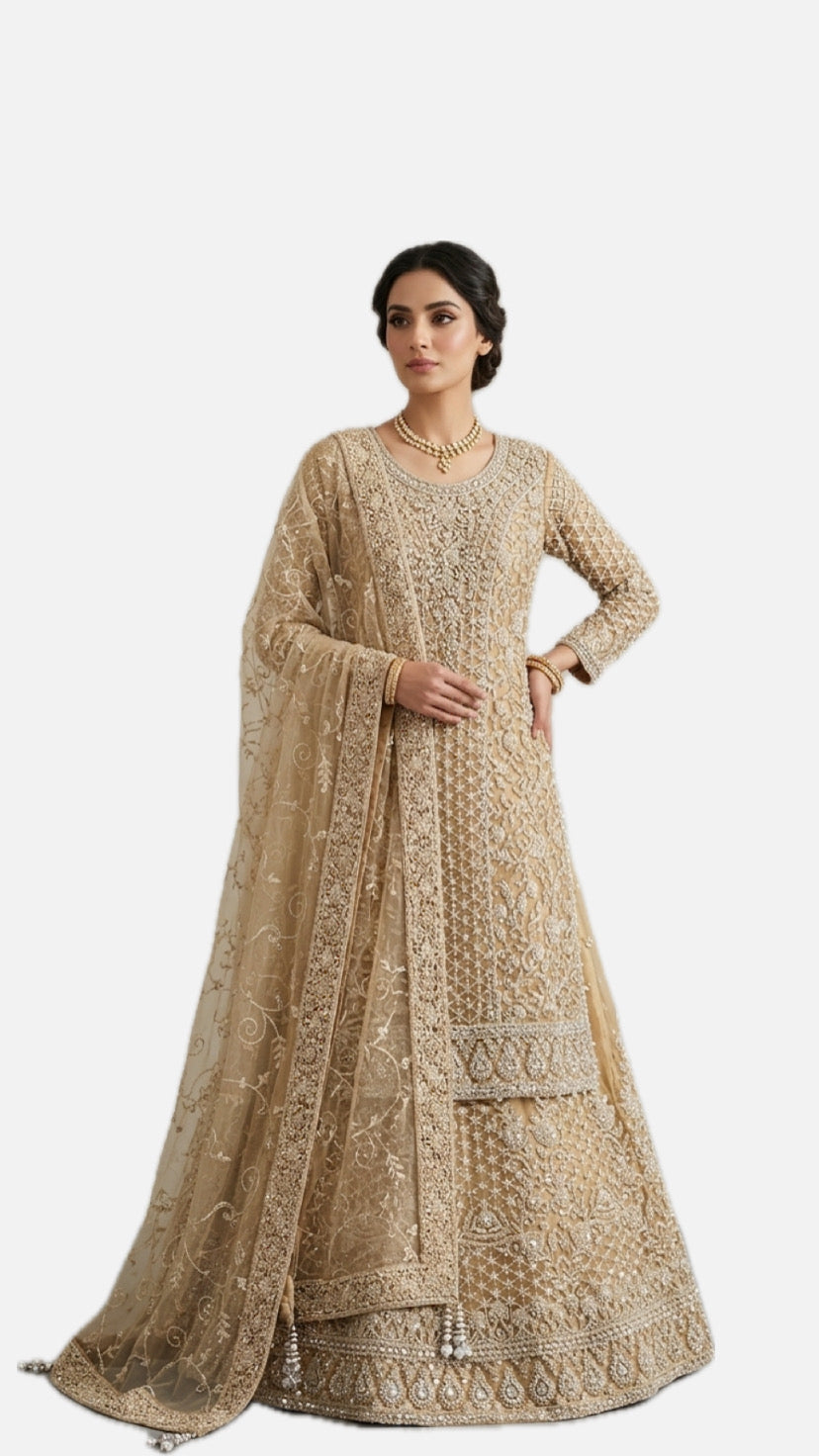 Mustard Embroidered Bridal Lehenga Choli