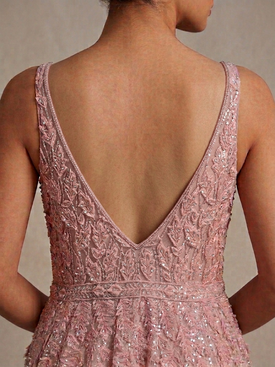 Peach Sequin Bridal Gown