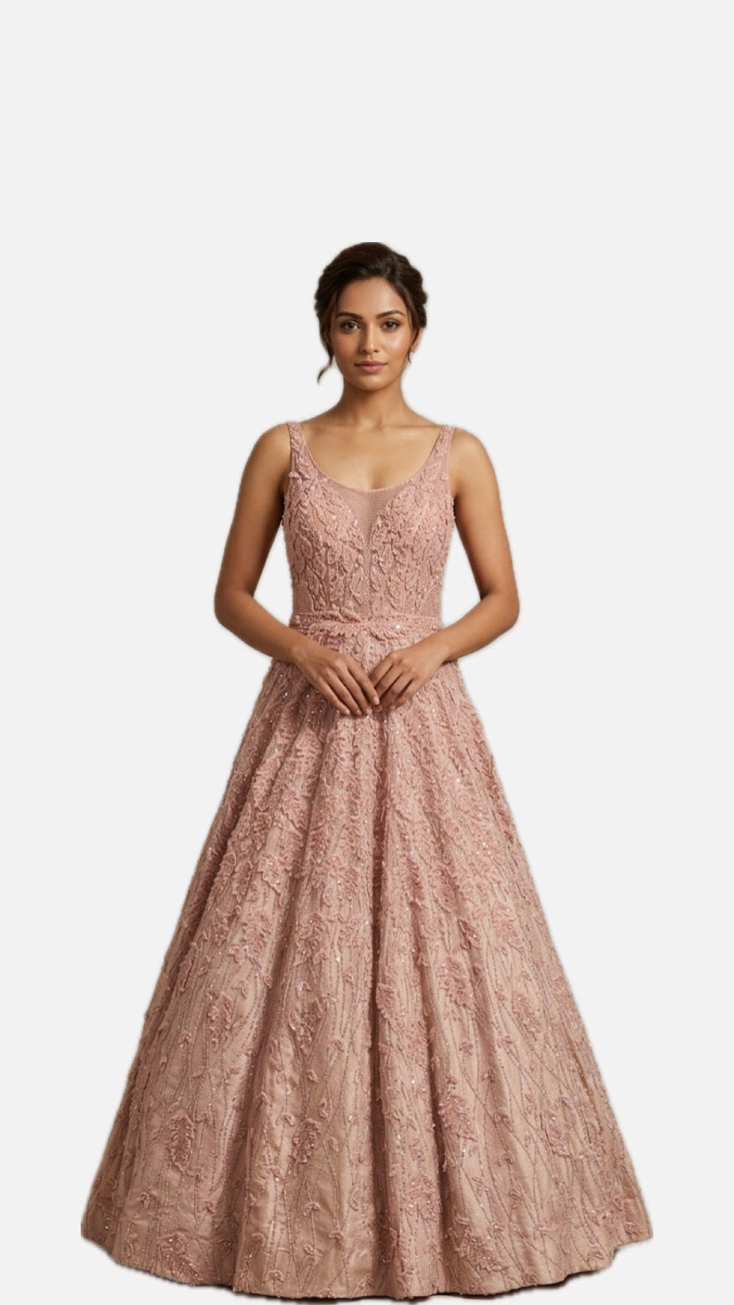 Peach Sequin Bridal Gown