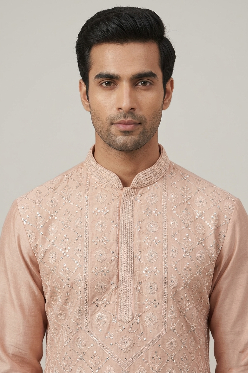 Pink Embroidered Kurta Set