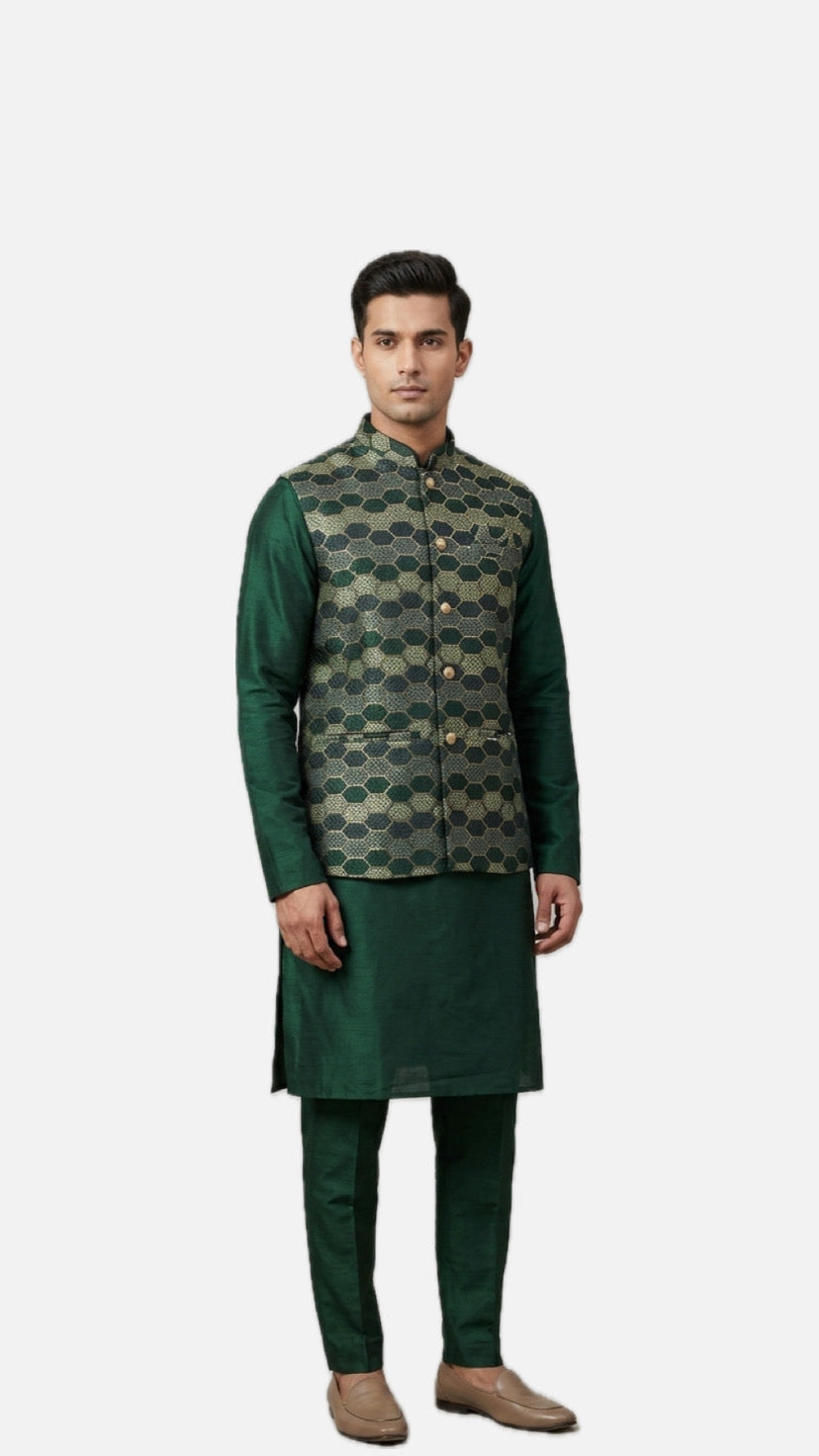 Green Nehru Jacket / Waistcoat