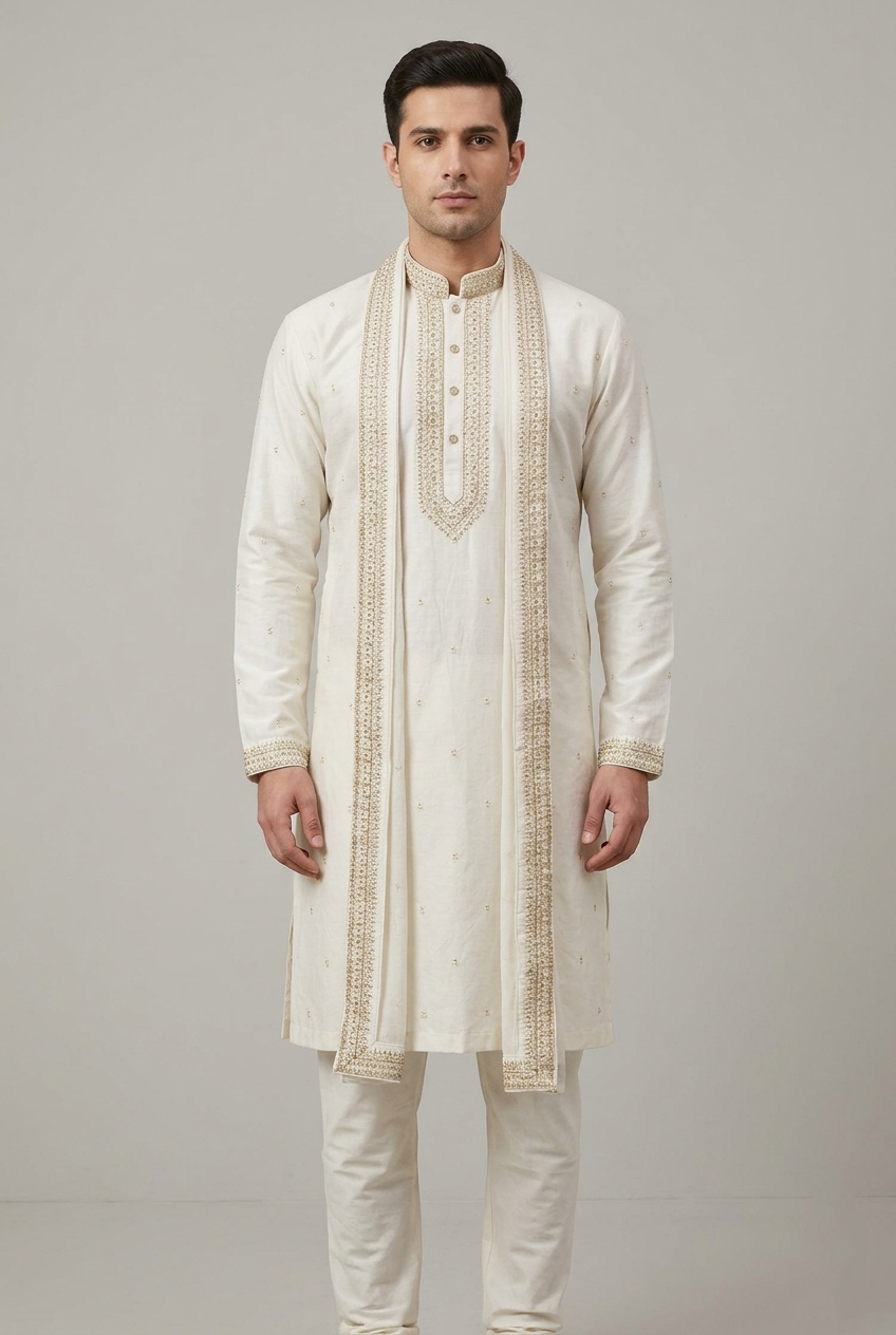 White Embroidered Kurta Set