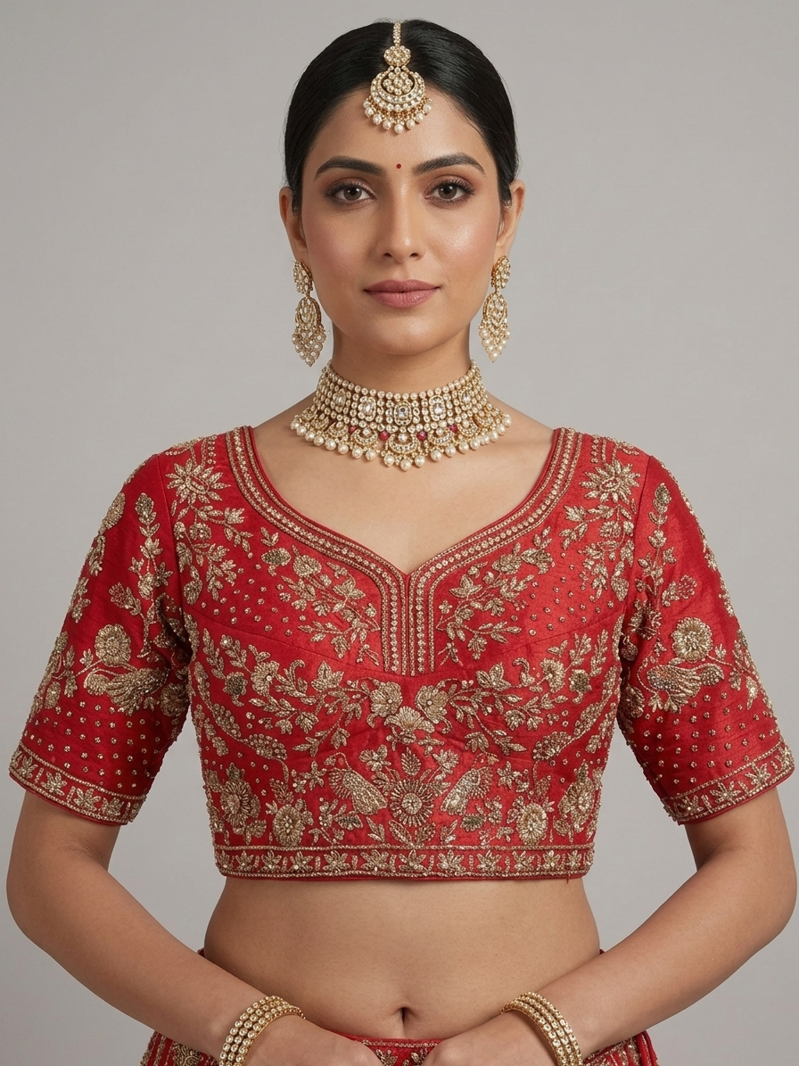 Red Zardozi Bridal Lehenga Choli – Style 8