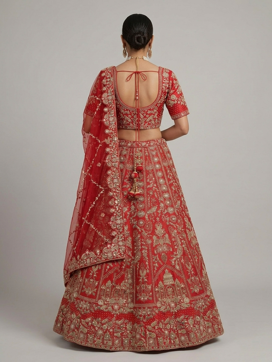 Red Zardozi Bridal Lehenga Choli – Style 8