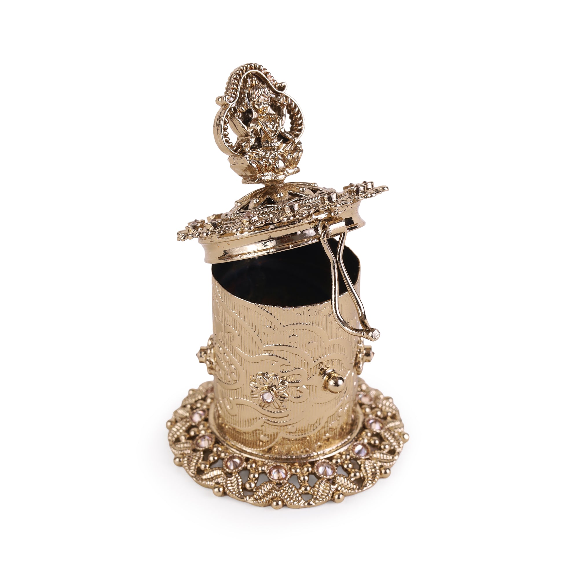 Laxmi Design Antique Gold Plated Sindoor Dani - Gold Sindoor Dani by Yashwanti London