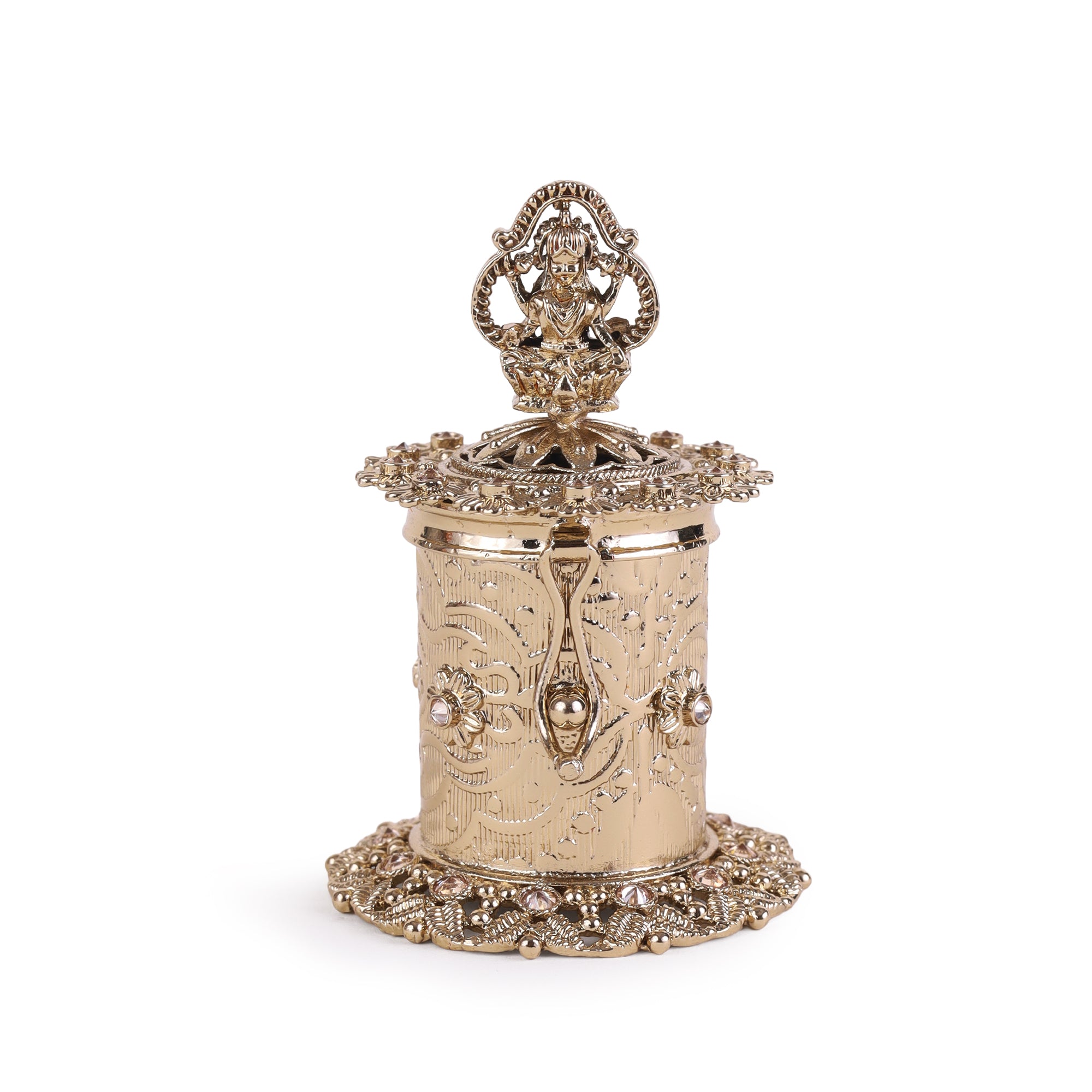 Laxmi Design Antique Gold Plated Sindoor Dani - Gold Sindoor Dani by Yashwanti London