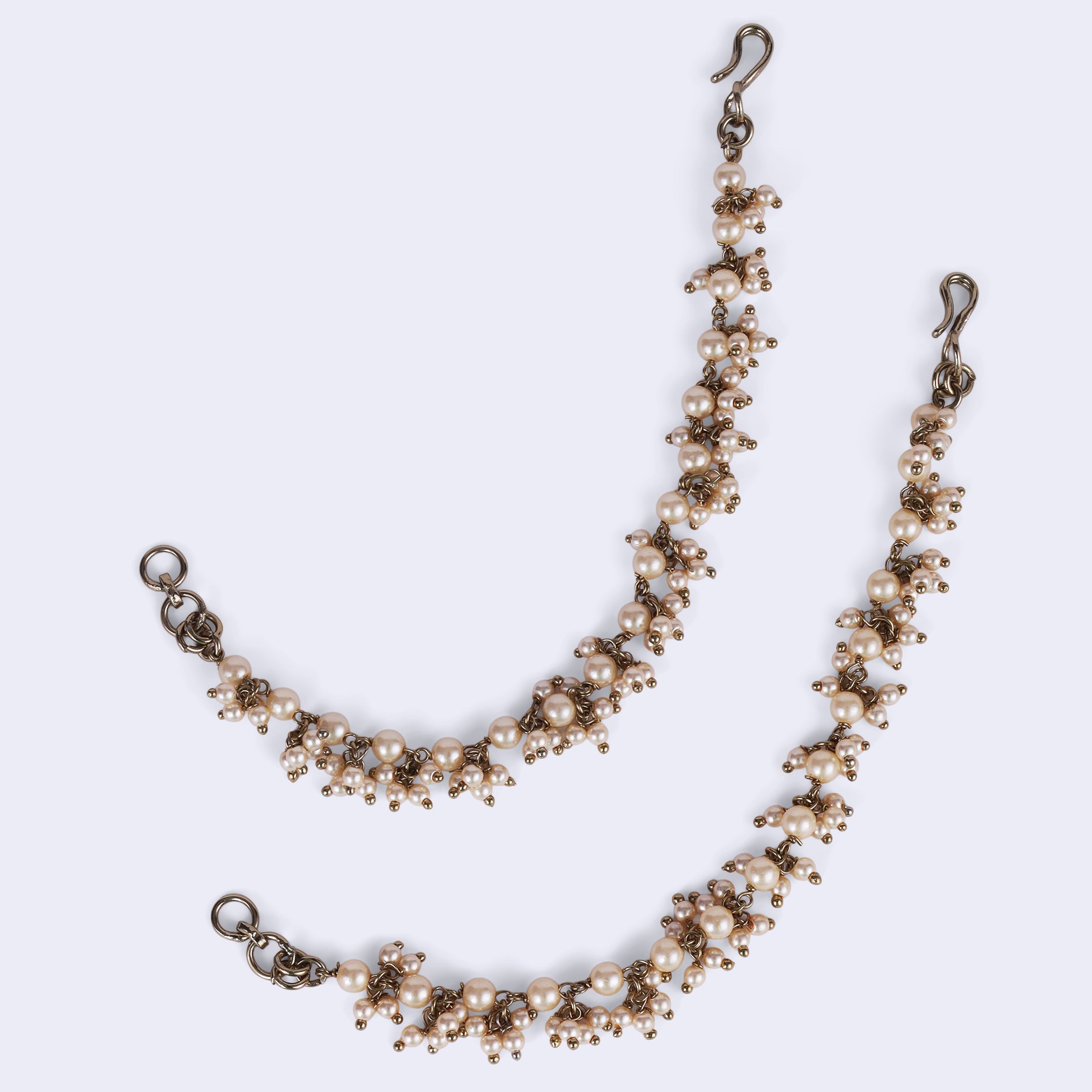 Long Chain Pearl Gold Plated Ear Chain / Kaanchain - Gold Ear Chain / Kaanchain by Yashwanti London