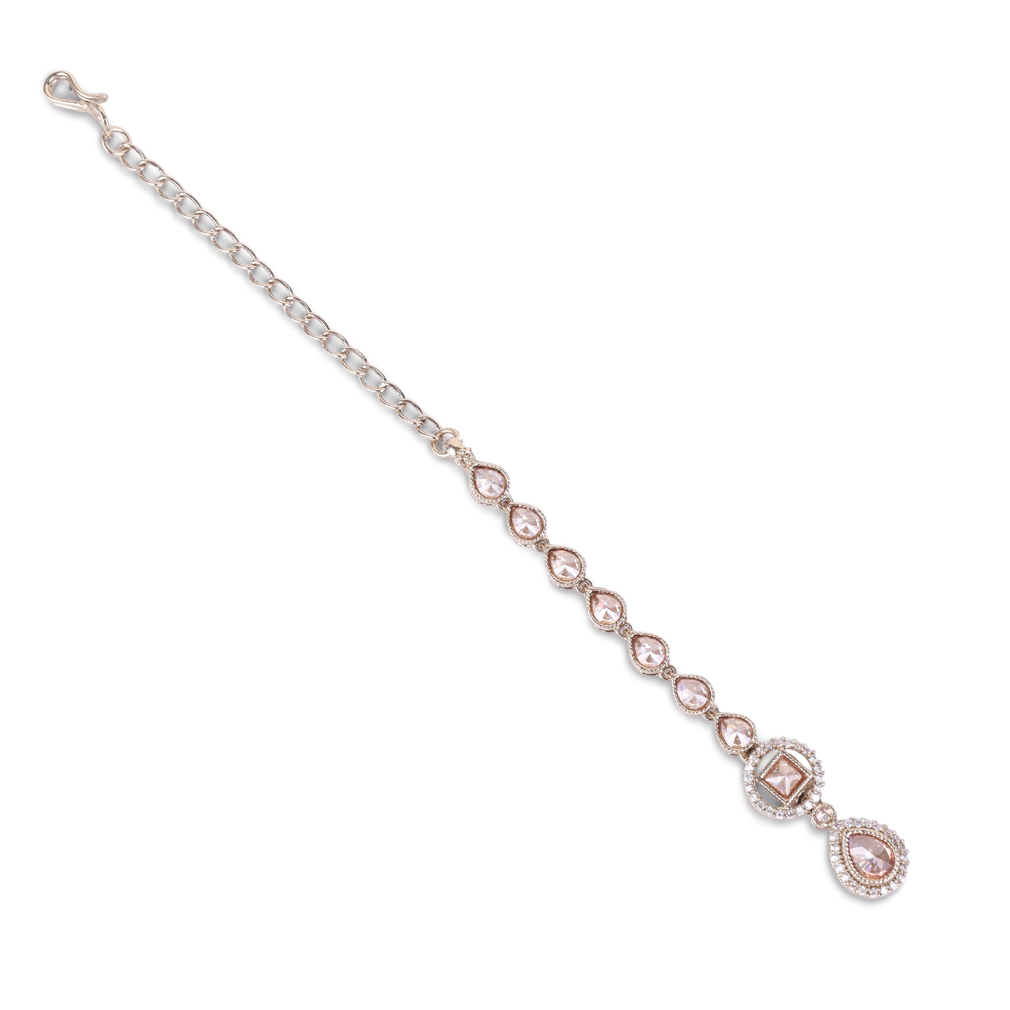 Oval Shape Uncut Kundan Silver Gold Plated Maang Tikka - Grey Maang Tikka by Yashwanti London