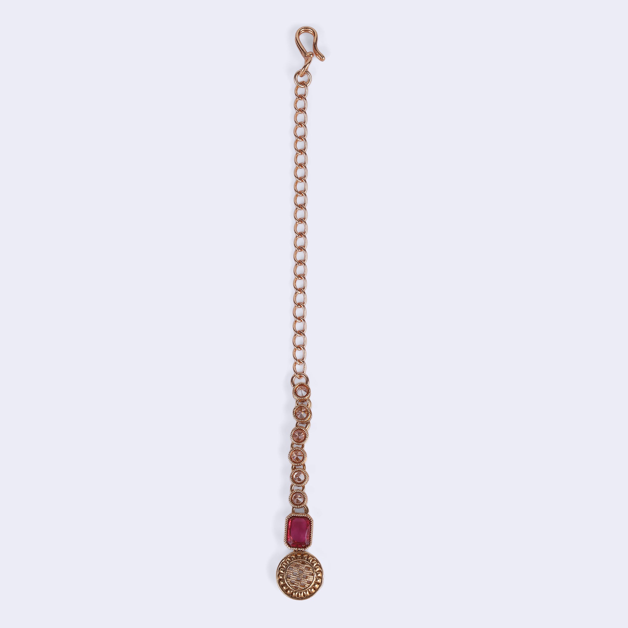 Round Shape Uncut Kundan Gold Plated Maang Tikka - Gold Maang Tikka by Yashwanti London