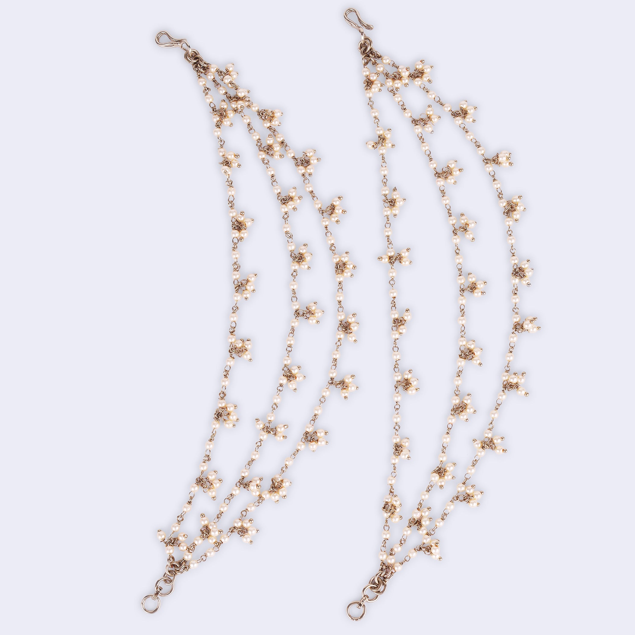 Pearl 3 String Gold Plated Ear Chain / Kaanchain - Gold Ear Chain / Kaanchain by Yashwanti London