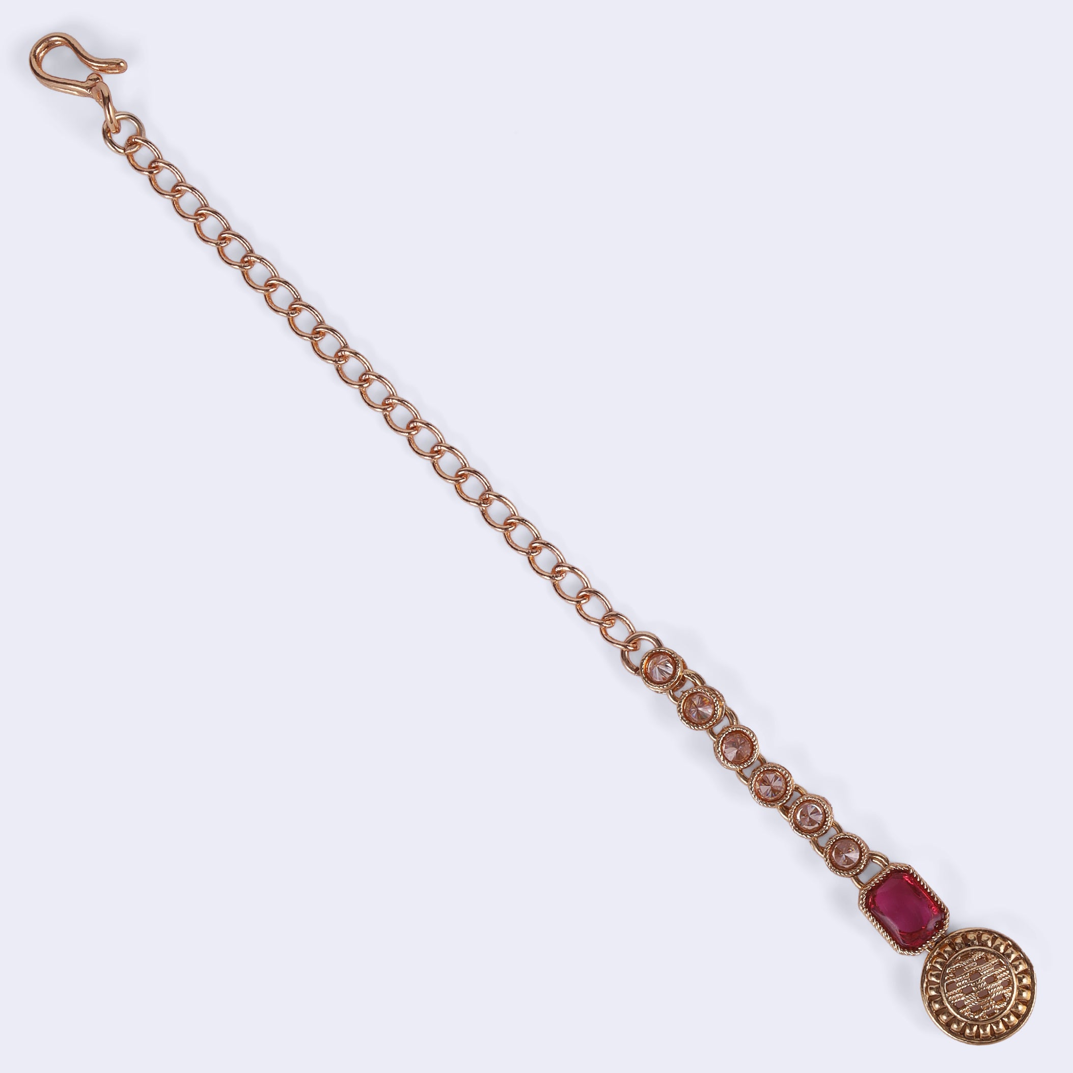Round Shape Uncut Kundan Gold Plated Maang Tikka - Gold Maang Tikka by Yashwanti London