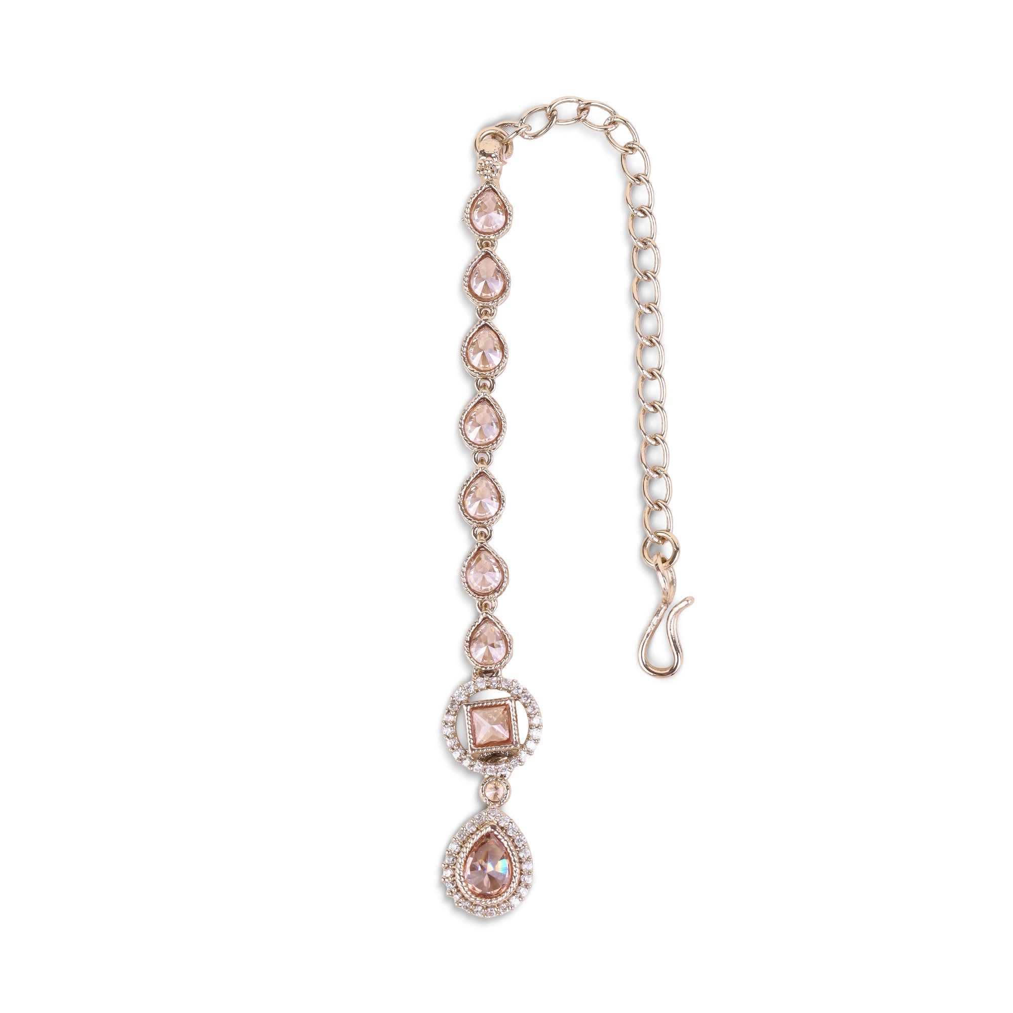 Oval Shape Uncut Kundan Silver Gold Plated Maang Tikka - Grey Maang Tikka by Yashwanti London