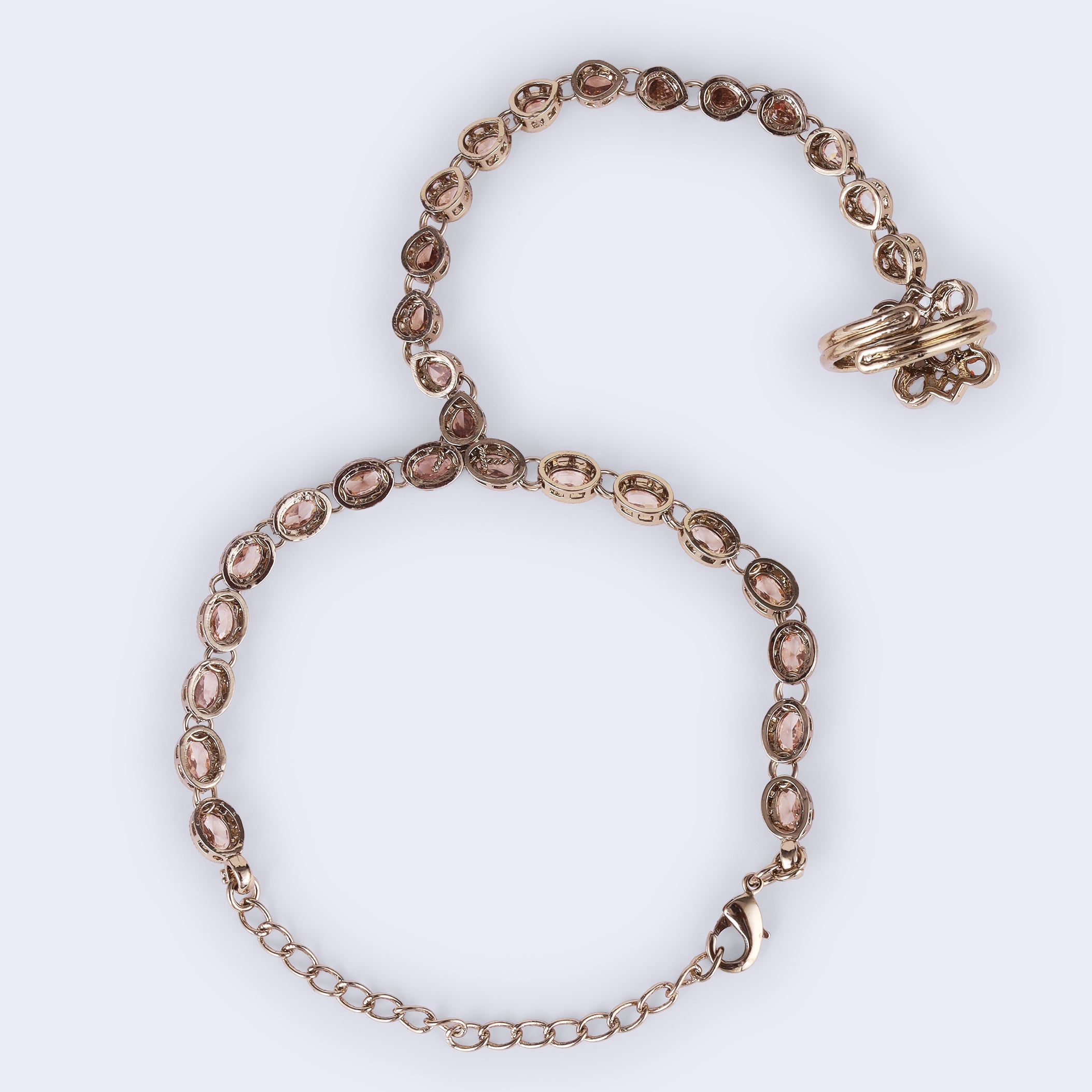 Beautiful Circle and Oval Shape Uncut Kundan Gold Plated Hathphool / Hathpaan - Brown Hathphool / Hathpaan by Yashwanti London
