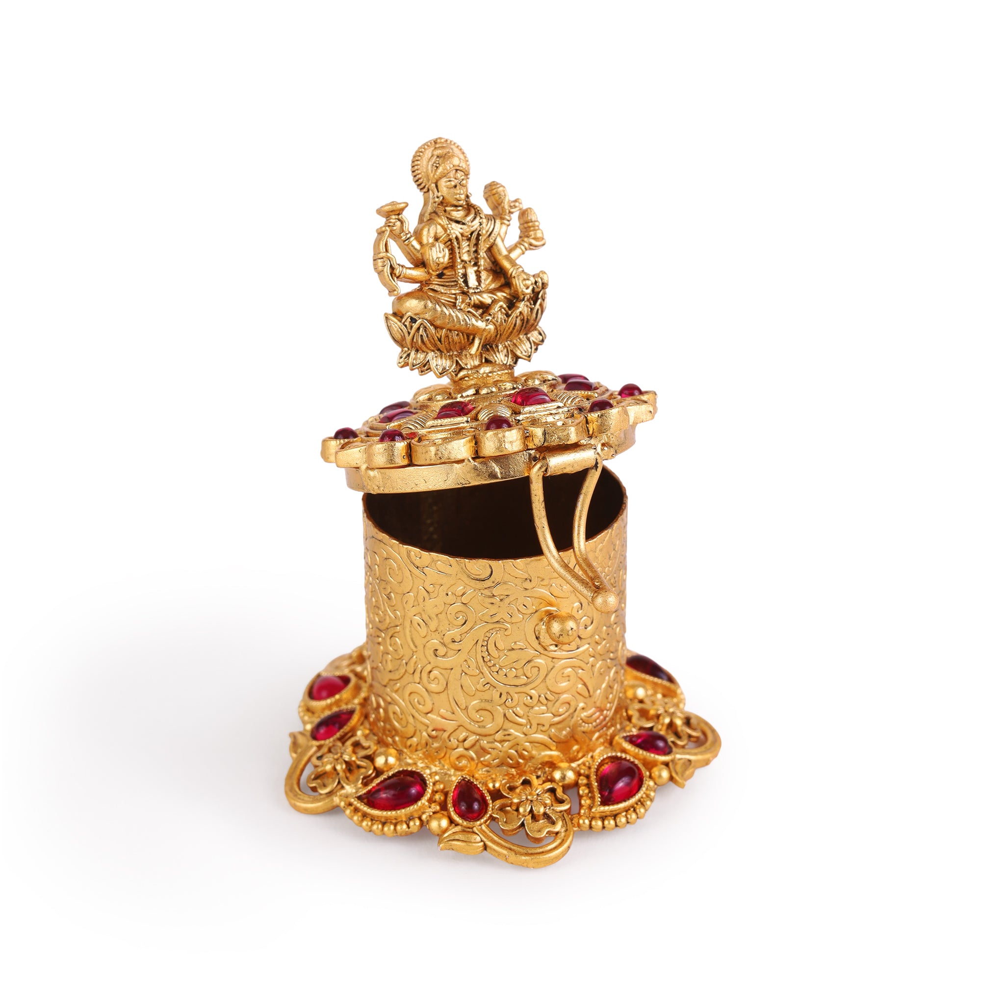 Laxmi Design Beads Gold Plated Sindoor Dani - Gold Sindoor Dani by Yashwanti London