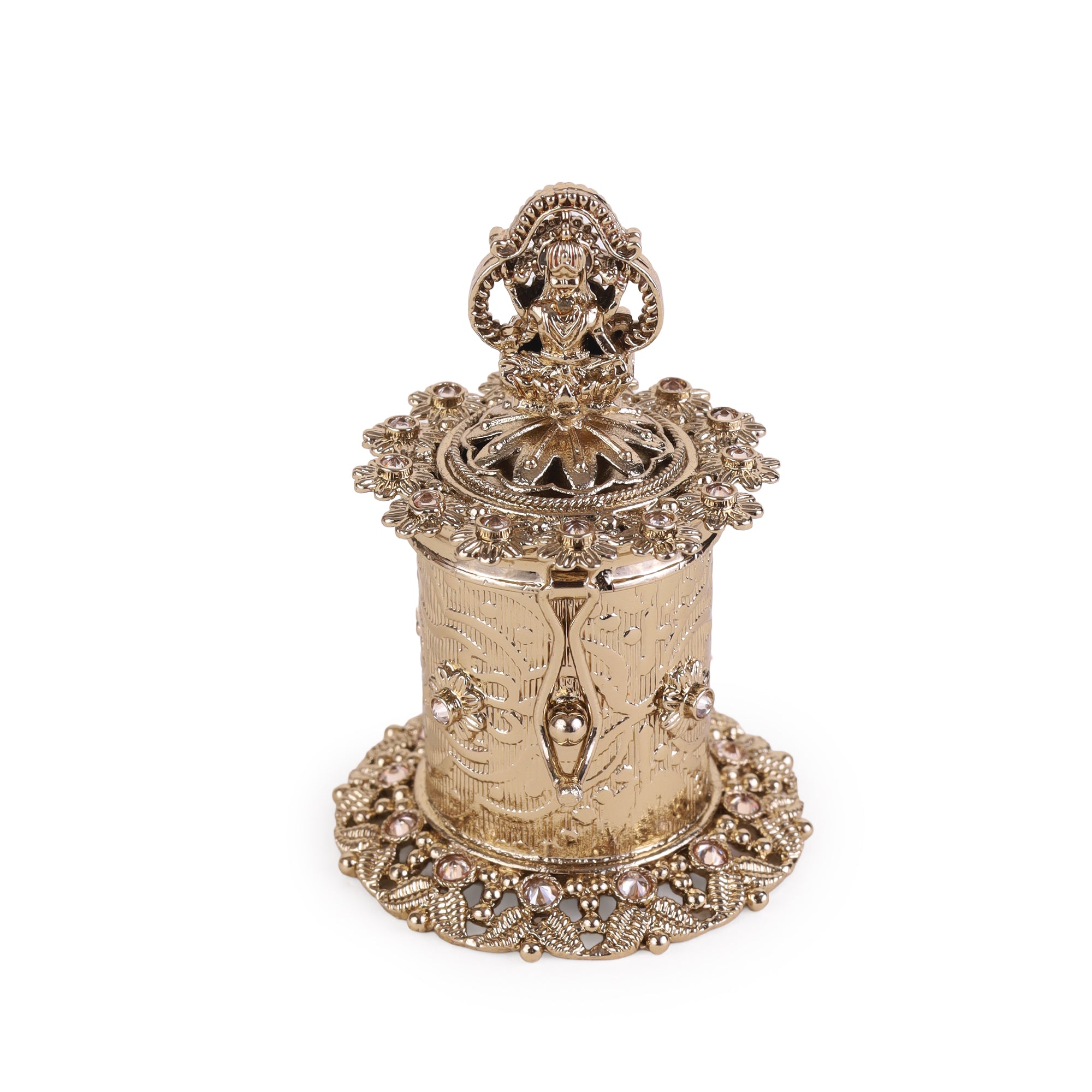 Laxmi Design Antique Gold Plated Sindoor Dani - Gold Sindoor Dani by Yashwanti London